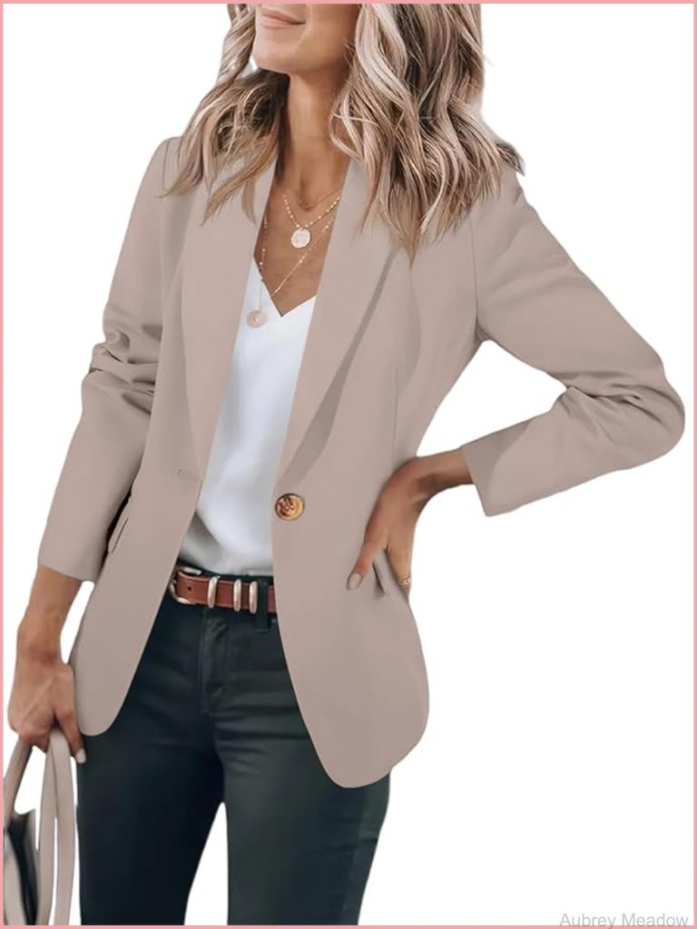 Women's Casual Blazer Suit Jacket Long Sleeve Lightweight Office Work Jacket